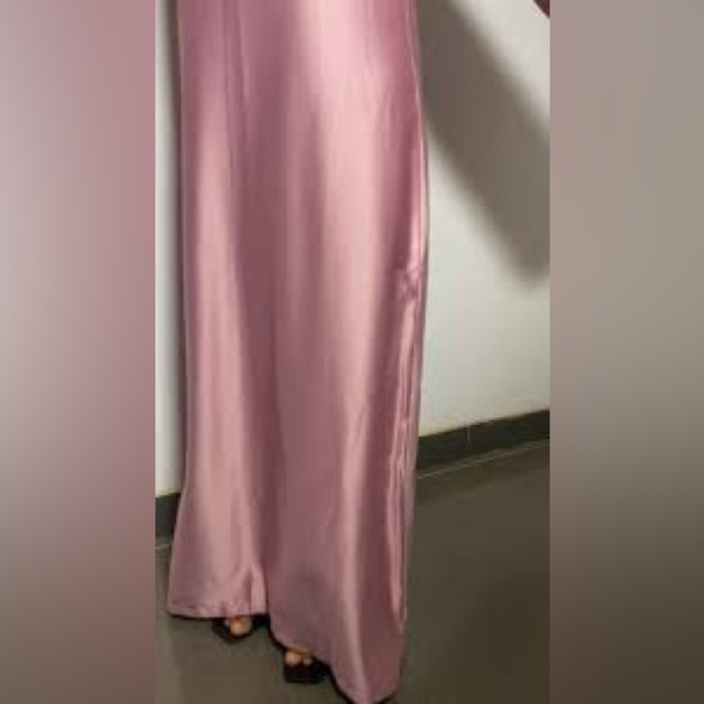 Zara Powder Pink Satin Maxi Slip Skirt size XL US 14 - Picture 2 of 4